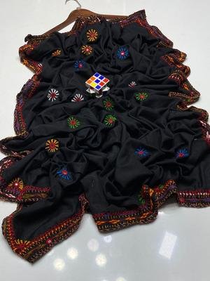 Women's Swiss Embroidered Border Shawl - Image 3
