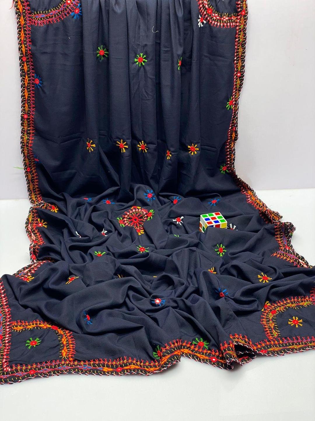 Women's Swiss Embroidered Border Shawl - Image 4